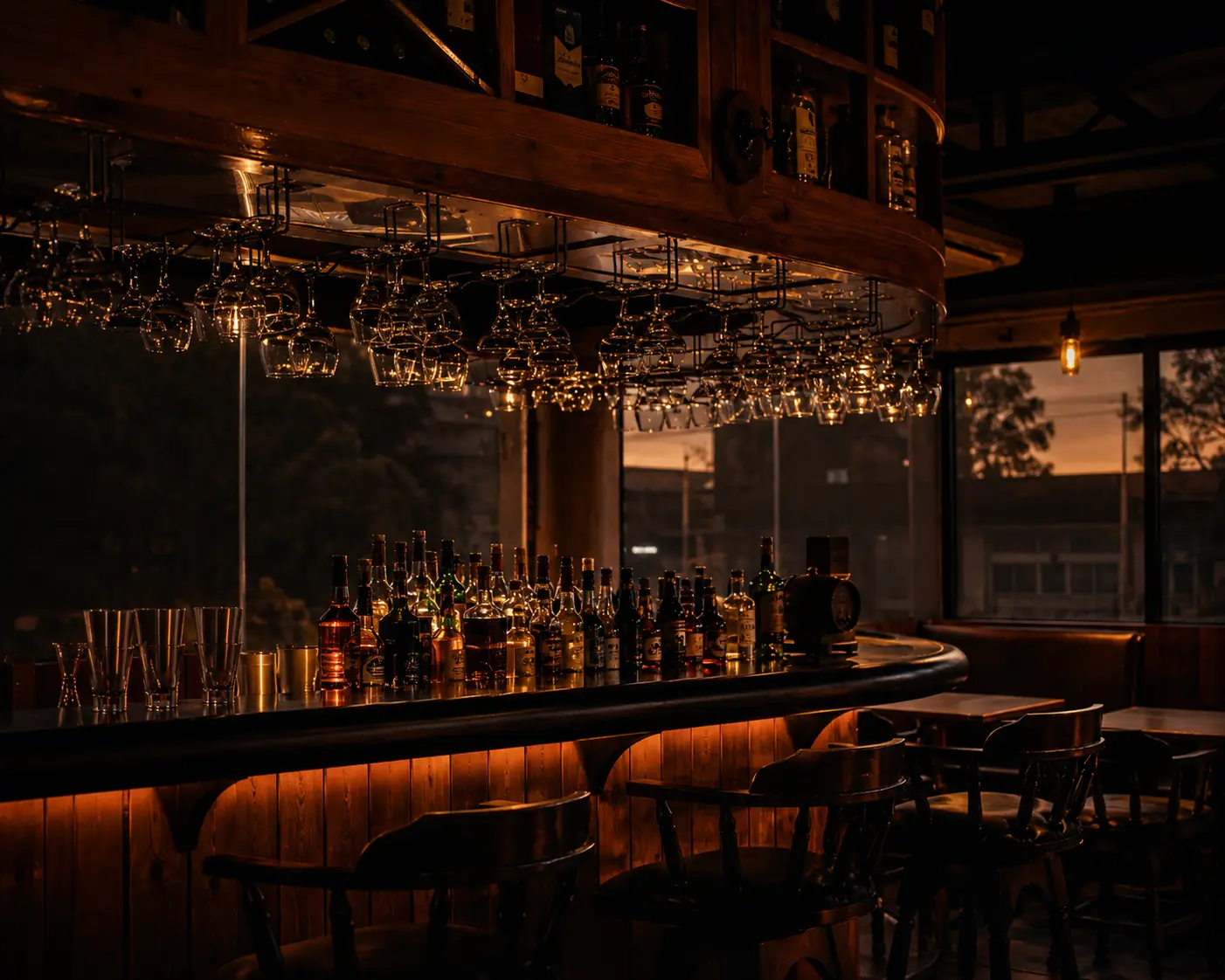 The warm, low-lit interior of Cork Room